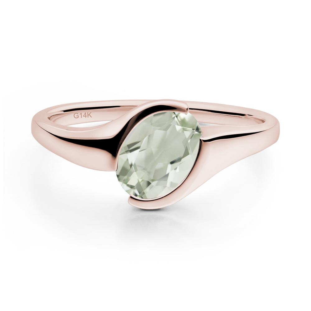 Oval Green Amethyst Tension Ring - LUO Jewelry #metal_14k rose gold