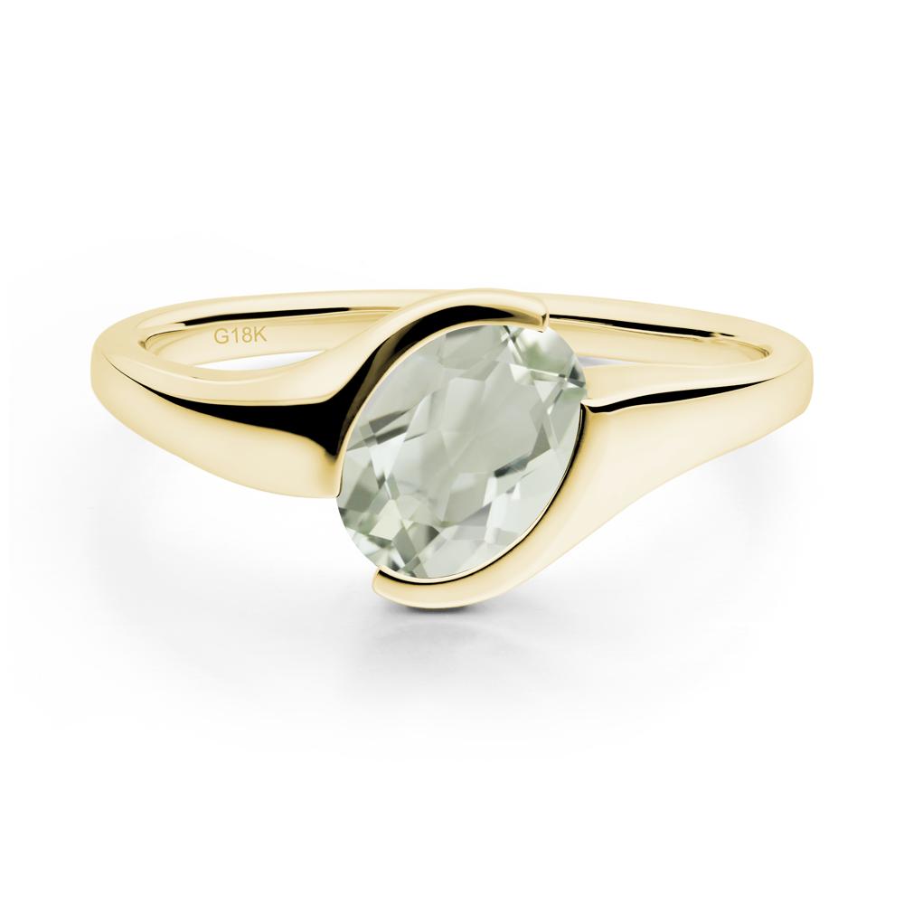 Oval Green Amethyst Tension Ring - LUO Jewelry #metal_18k yellow gold