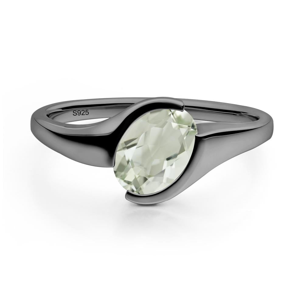 Oval Green Amethyst Tension Ring - LUO Jewelry #metal_black finish sterling silver
