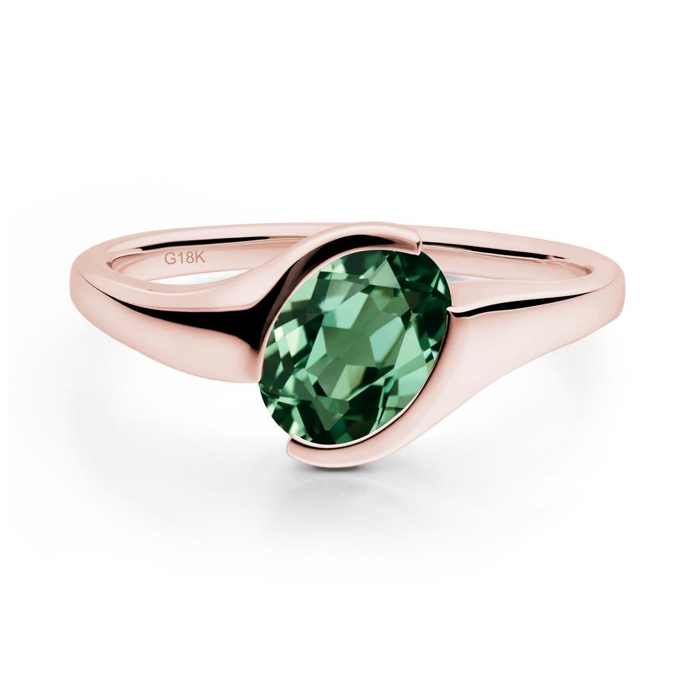 Oval Cut Green Sapphire Solitaire Bypass Ring - LUO Jewelry #metal_18k rose gold