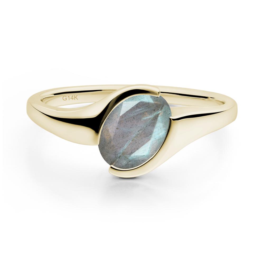 Oval Cut Labradorite Solitaire Bypass Ring - LUO Jewelry #metal_14k yellow gold
