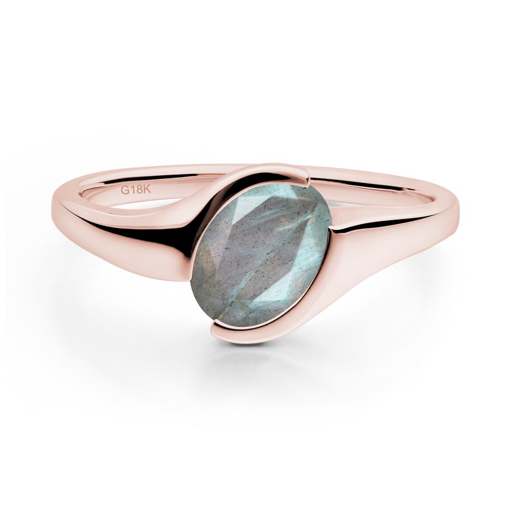 Oval Cut Labradorite Solitaire Bypass Ring - LUO Jewelry #metal_18k rose gold