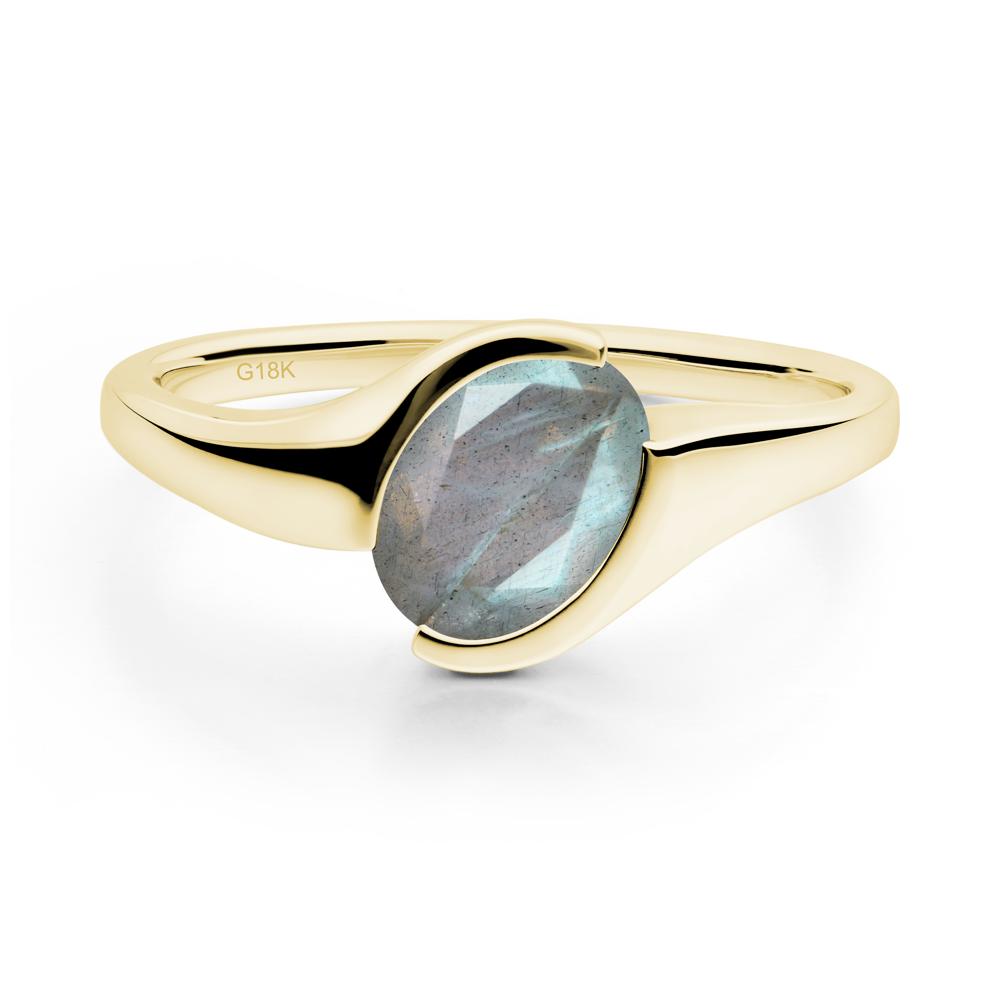 Oval Cut Labradorite Solitaire Bypass Ring - LUO Jewelry #metal_18k yellow gold