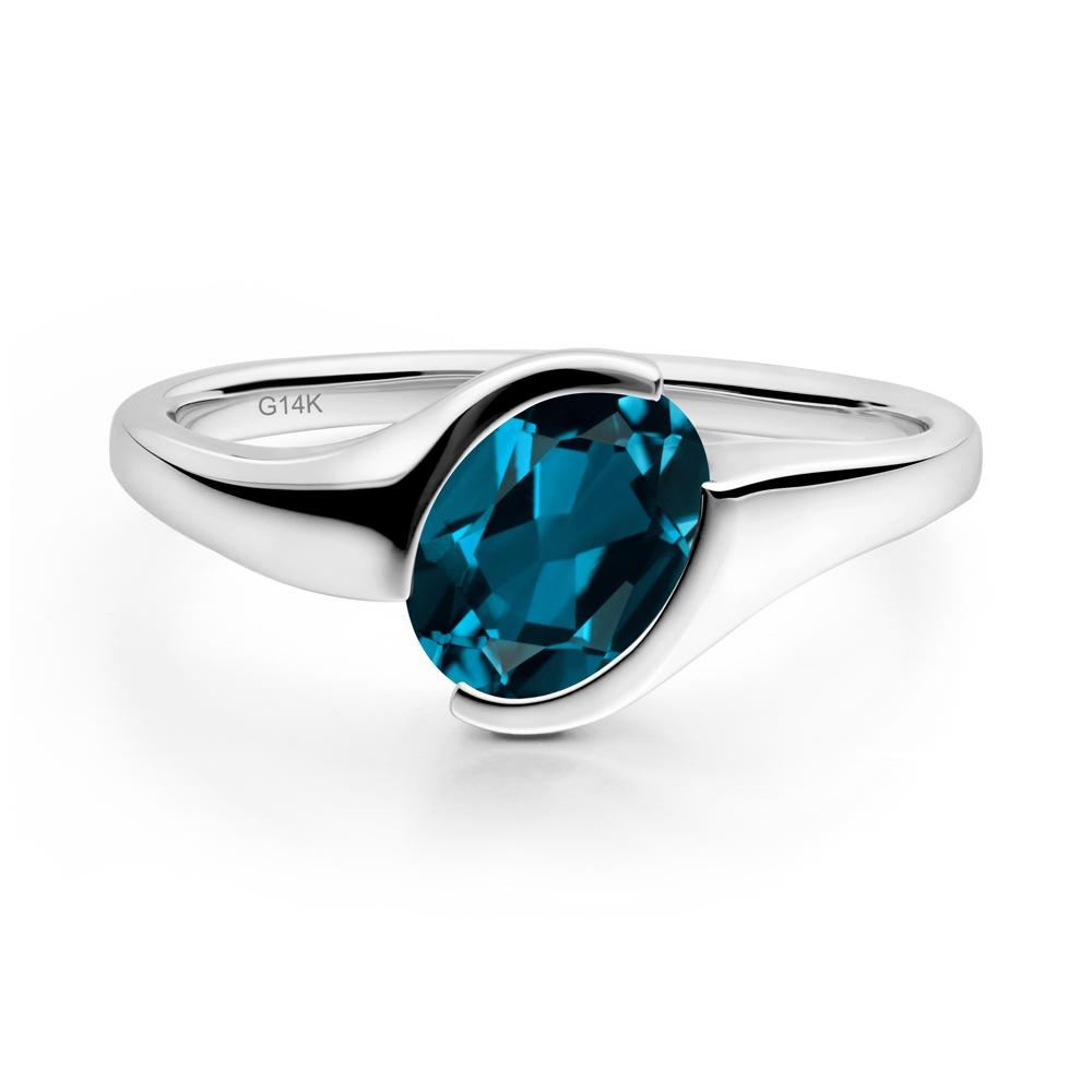 Oval London Blue Topaz Tension Ring - LUO Jewelry #metal_14k white gold