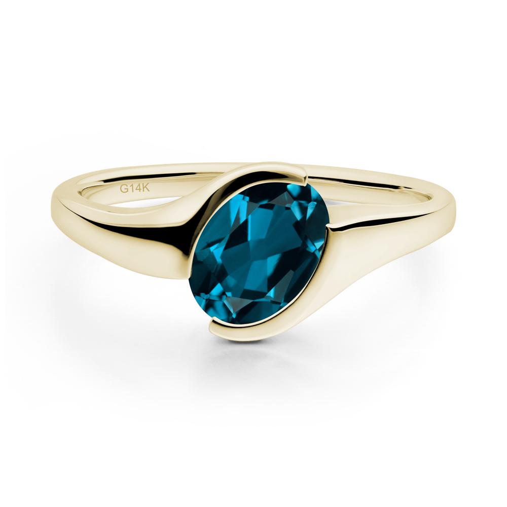 Oval London Blue Topaz Tension Ring - LUO Jewelry #metal_14k yellow gold