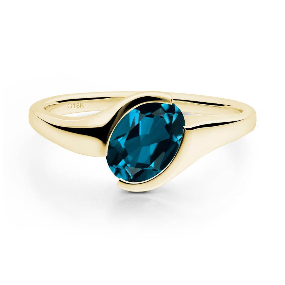 Oval London Blue Topaz Tension Ring - LUO Jewelry #metal_18k yellow gold