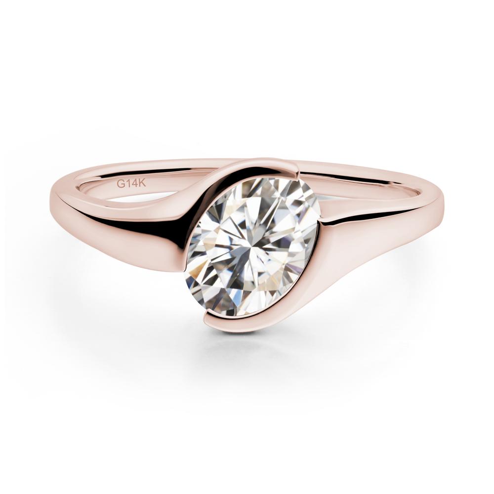 Oval Cut Moissanite Solitaire Bypass Ring - LUO Jewelry #metal_14k rose gold