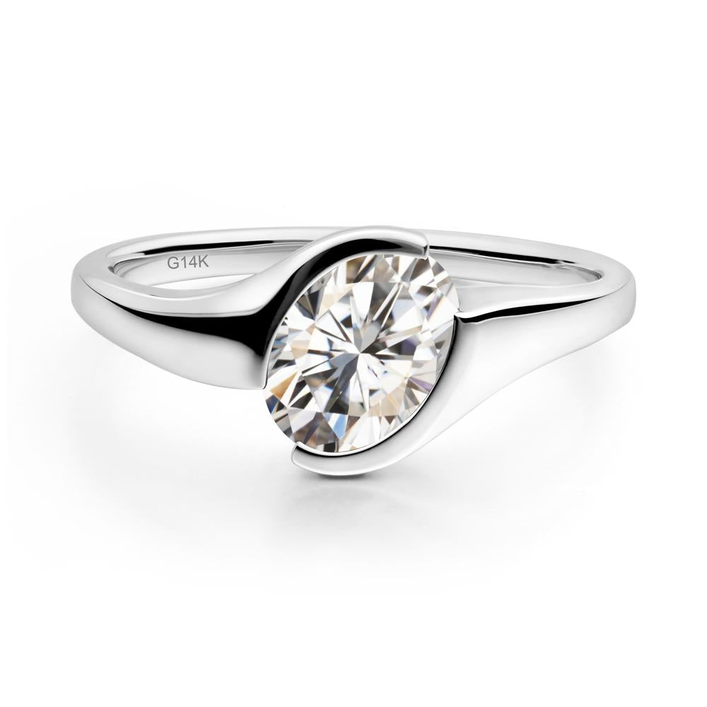 Oval Cut Moissanite Solitaire Bypass Ring - LUO Jewelry #metal_14k white gold