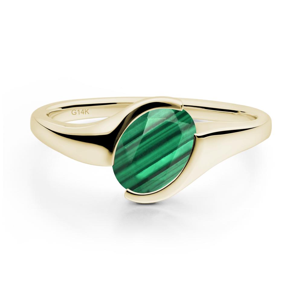 Oval Cut Malachite Solitaire Bypass Ring - LUO Jewelry #metal_14k yellow gold