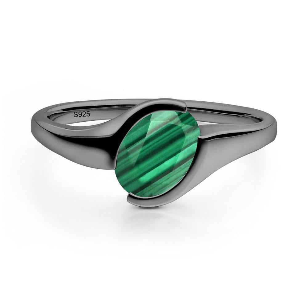 Oval Cut Malachite Solitaire Bypass Ring - LUO Jewelry #metal_black finish sterling silver