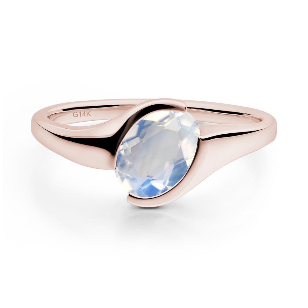 Oval Moonstone Tension Ring - LUO Jewelry #metal_14k rose gold