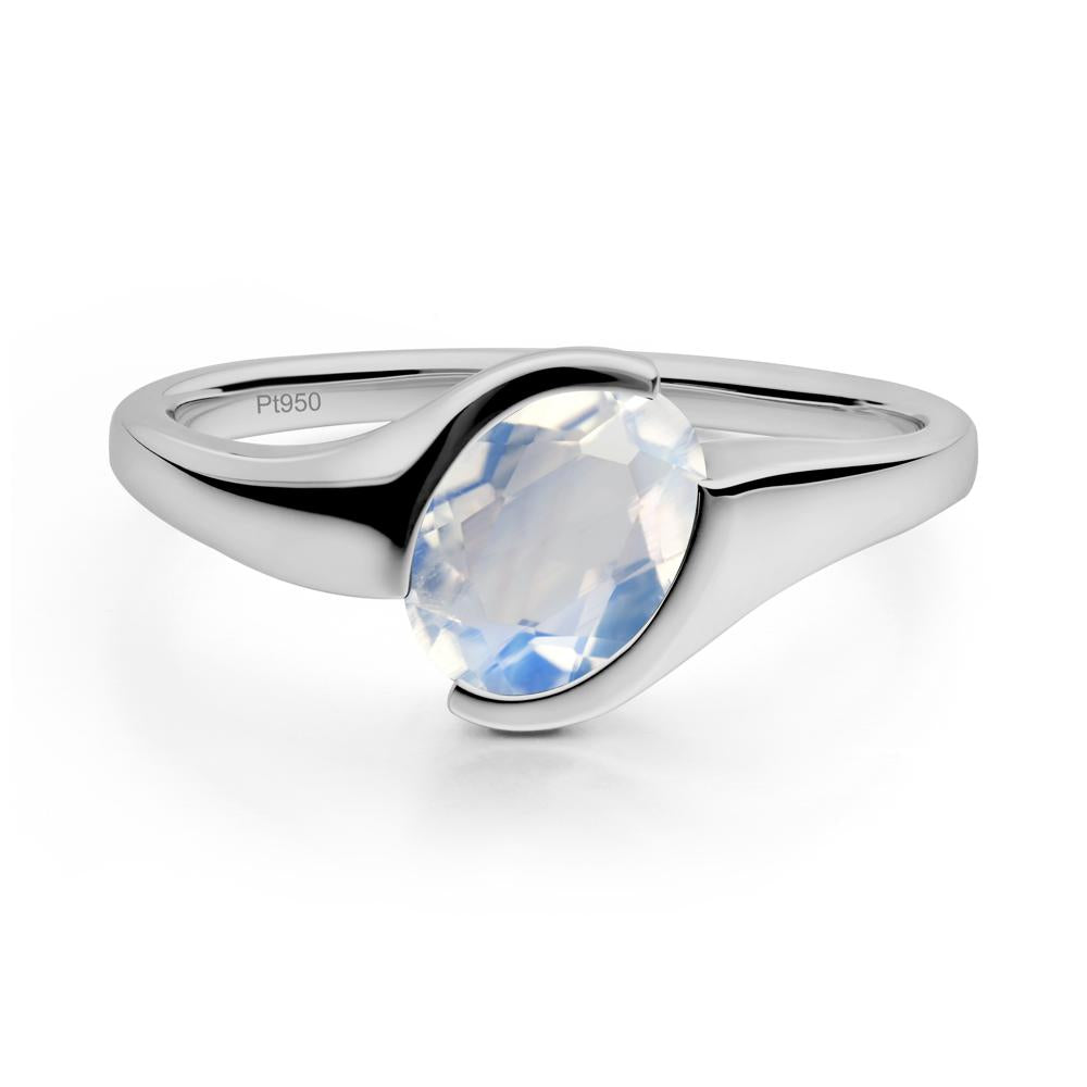 Oval Moonstone Tension Ring - LUO Jewelry #metal_platinum