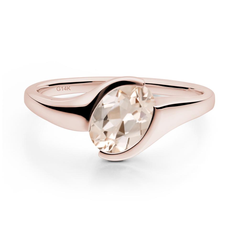 Oval Cut Morganite Solitaire Bypass Ring - LUO Jewelry #metal_14k rose gold