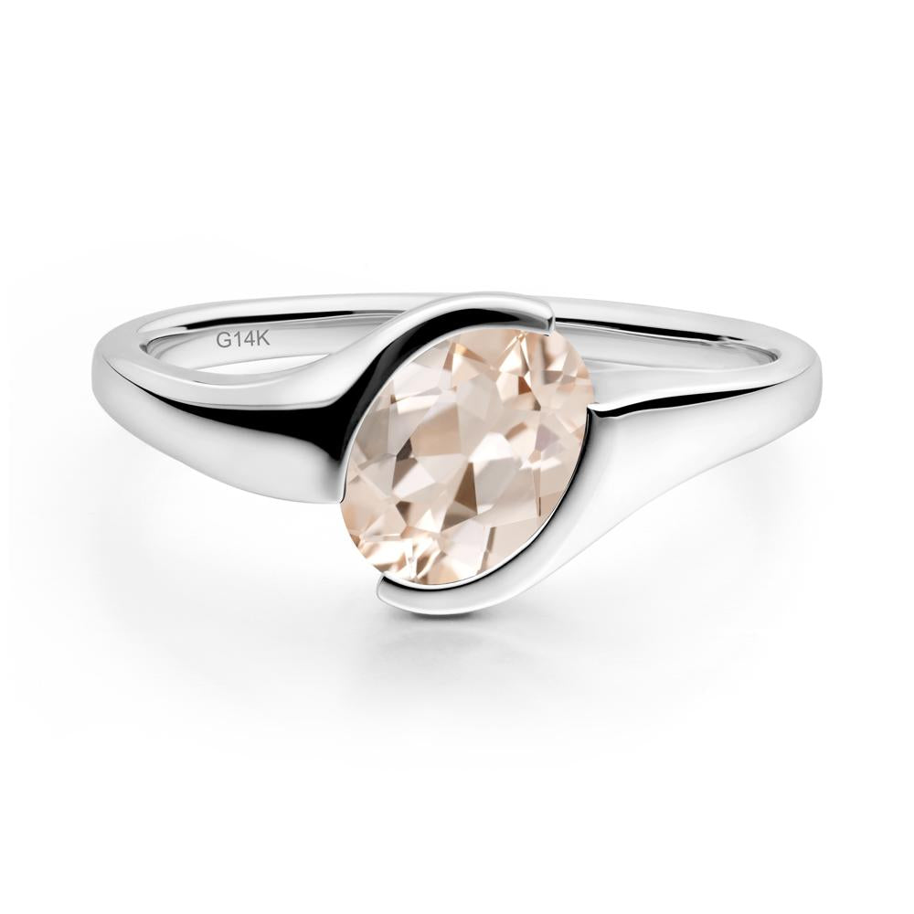 Oval Cut Morganite Solitaire Bypass Ring - LUO Jewelry #metal_14k white gold