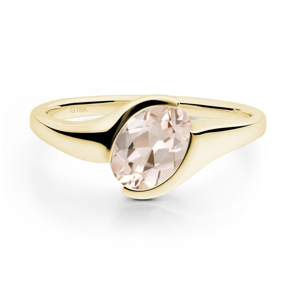 Oval Cut Morganite Solitaire Bypass Ring - LUO Jewelry #metal_18k yellow gold