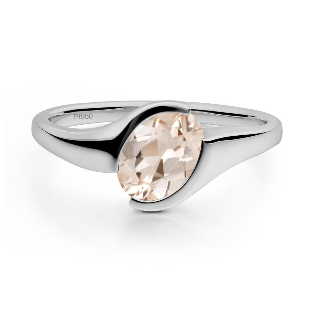 Oval Cut Morganite Solitaire Bypass Ring - LUO Jewelry #metal_platinum