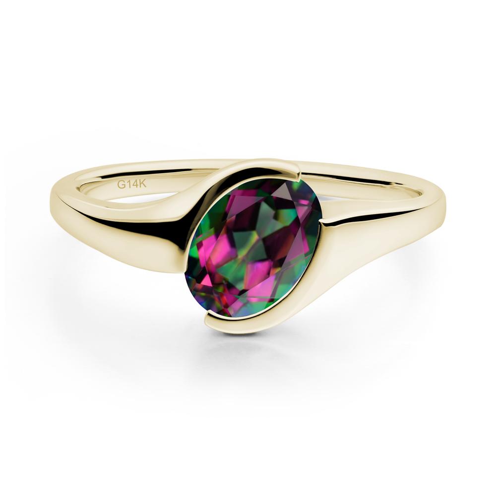 Oval Mystic Topaz Tension Ring - LUO Jewelry #metal_14k yellow gold