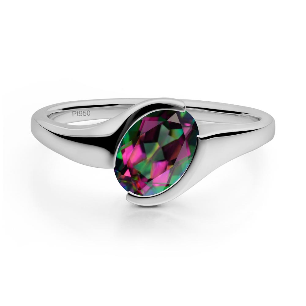 Oval Mystic Topaz Tension Ring - LUO Jewelry #metal_platinum