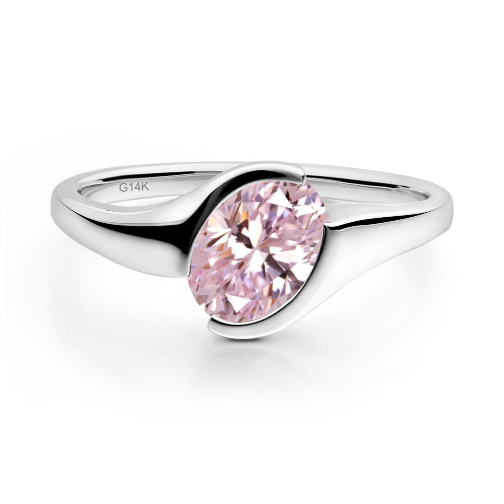 Oval Pink Cubic Zirconia Tension Ring - LUO Jewelry #metal_14k white gold