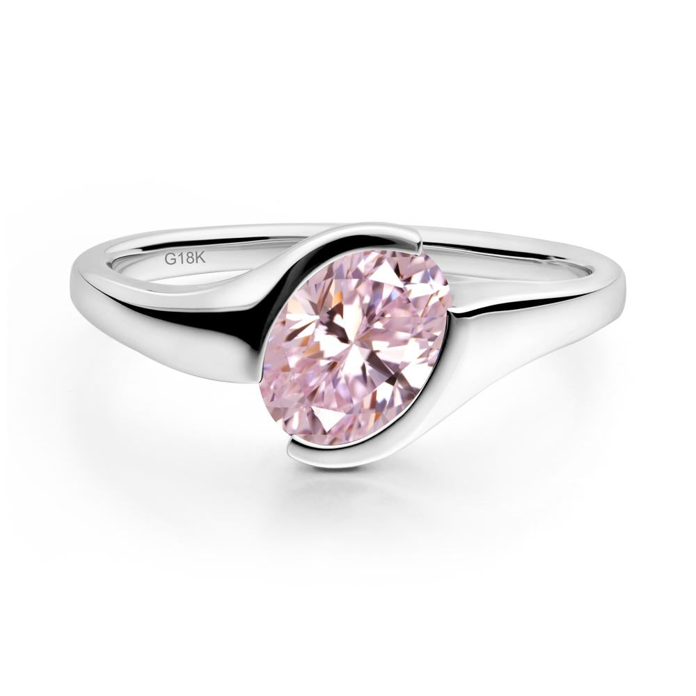 Oval Pink Cubic Zirconia Tension Ring - LUO Jewelry #metal_18k white gold