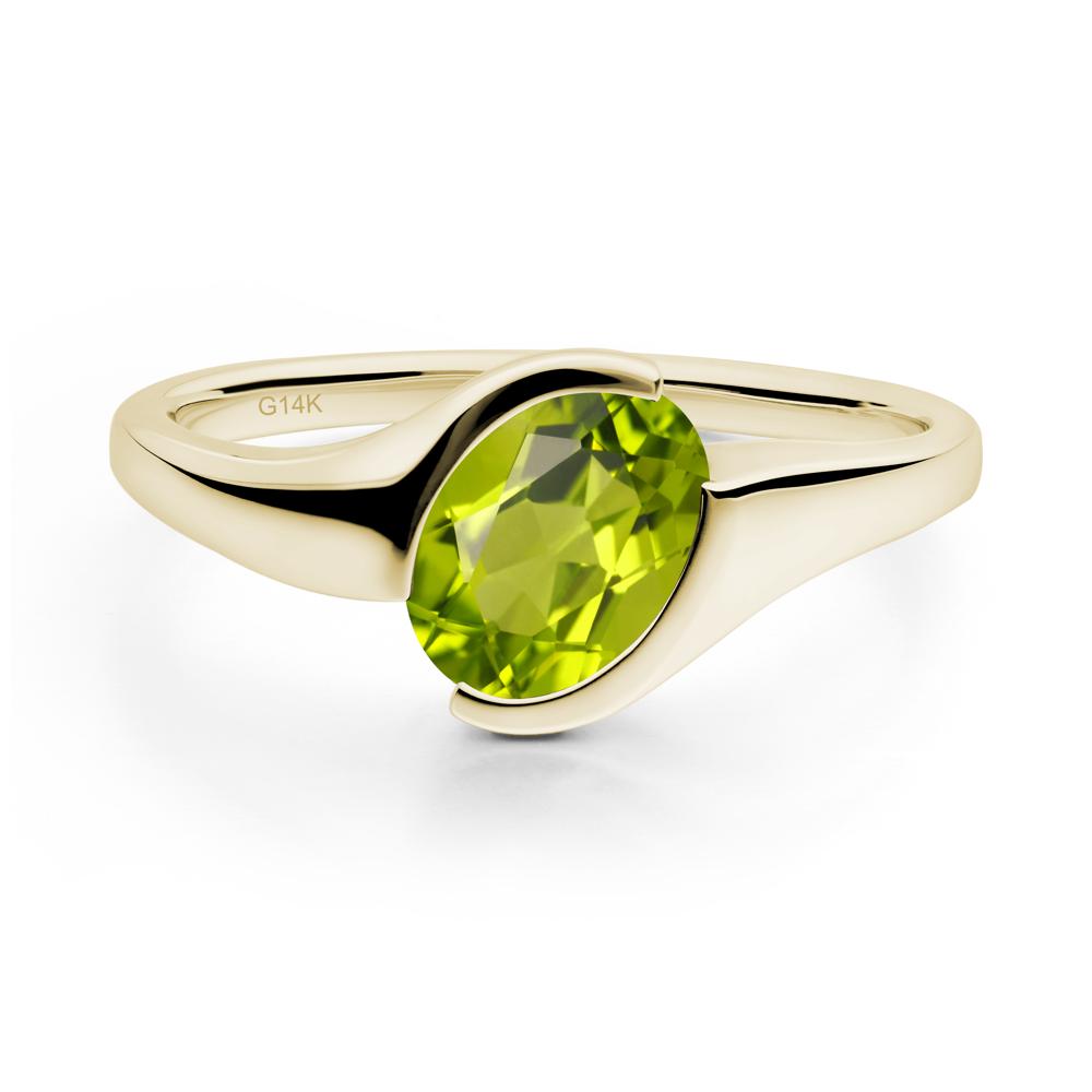 Oval Peridot Tension Ring - LUO Jewelry #metal_14k yellow gold