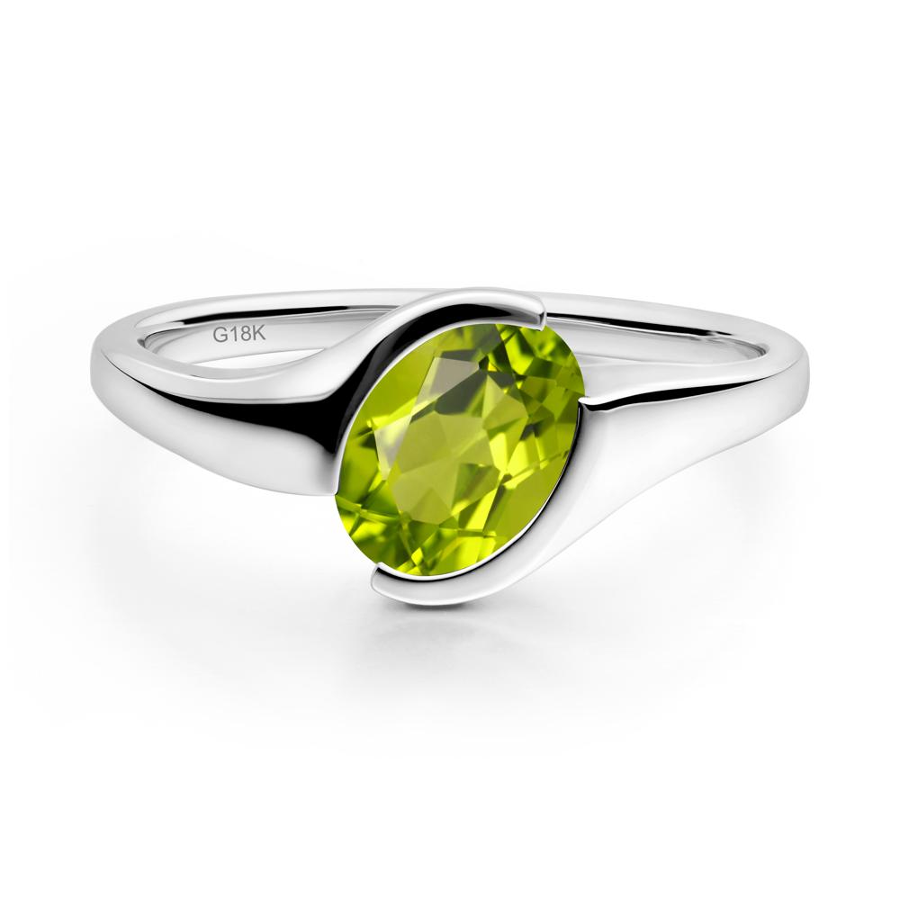 Oval Peridot Tension Ring - LUO Jewelry #metal_18k white gold