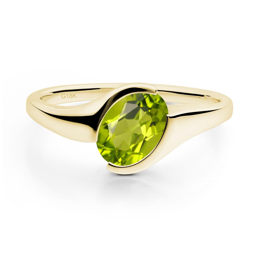 Oval Peridot Tension Ring - LUO Jewelry #metal_18k yellow gold