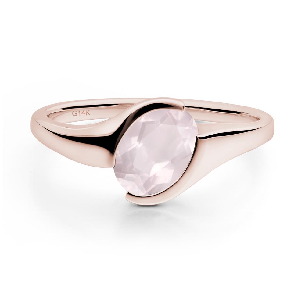 Oval Rose Quartz Tension Ring - LUO Jewelry #metal_14k rose gold