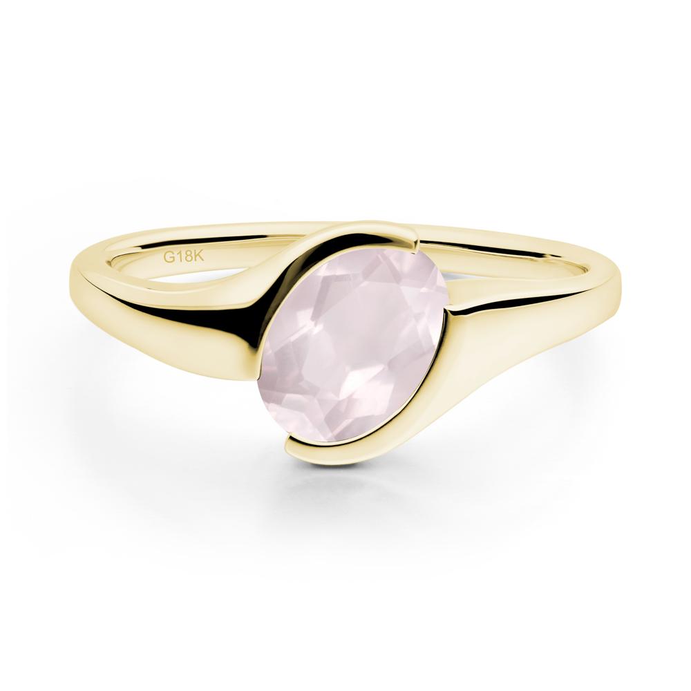 Oval Rose Quartz Tension Ring - LUO Jewelry #metal_18k yellow gold