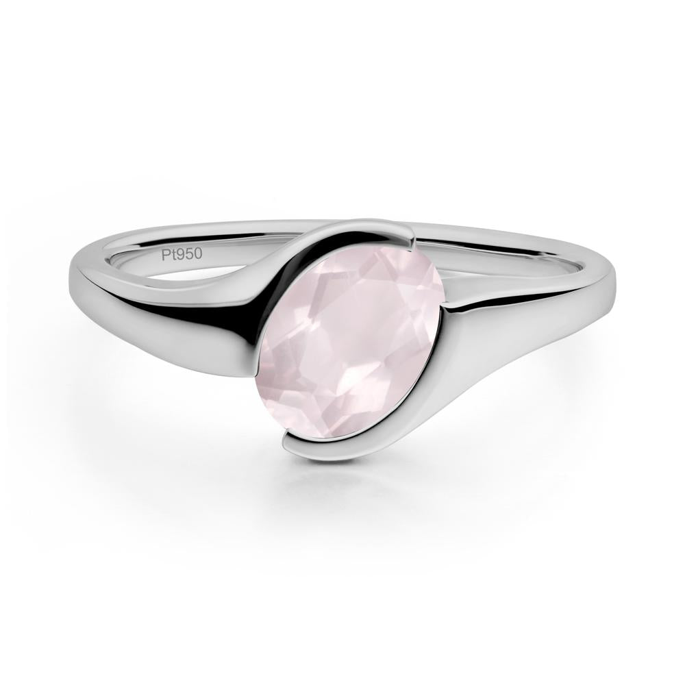 Oval Rose Quartz Tension Ring - LUO Jewelry #metal_platinum