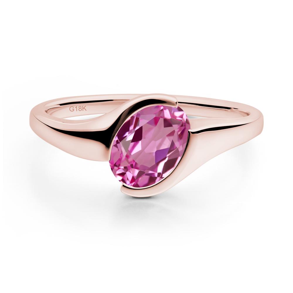 Oval Cut Pink Sapphire Solitaire Bypass Ring - LUO Jewelry #metal_18k rose gold