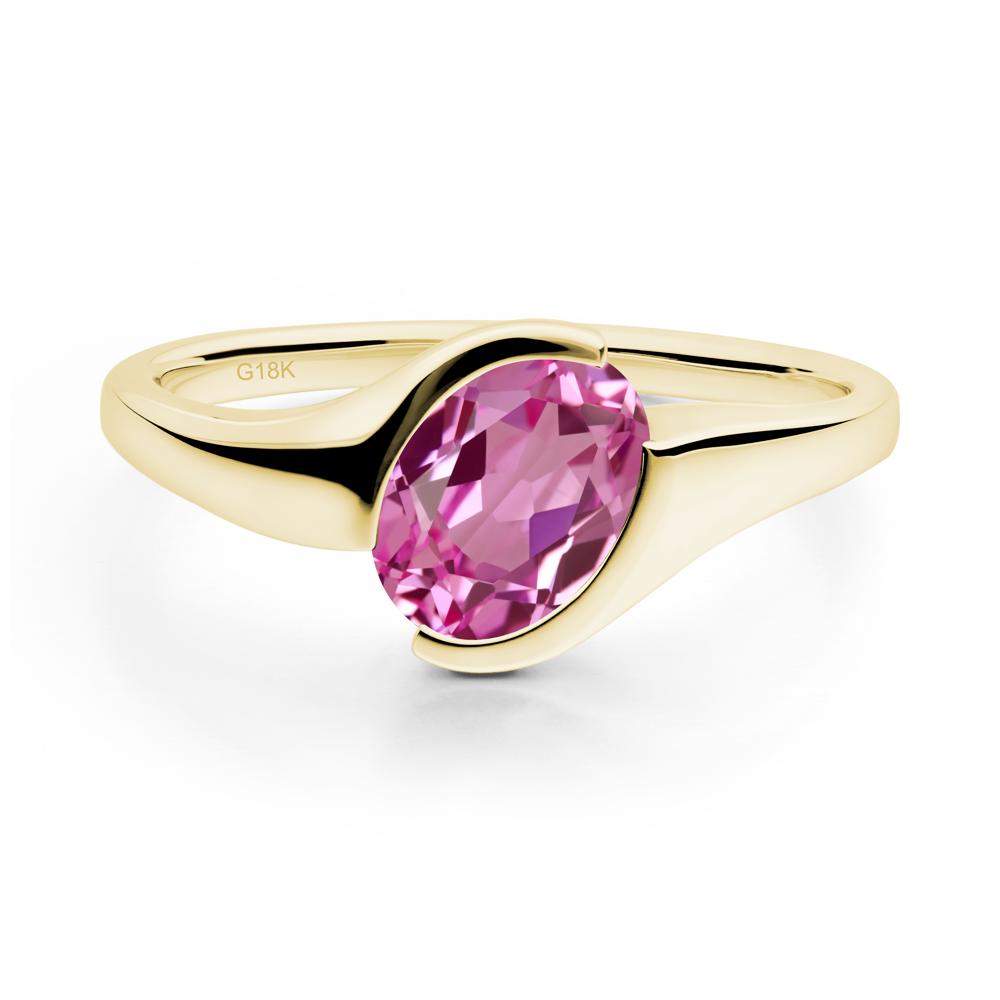 Oval Cut Pink Sapphire Solitaire Bypass Ring - LUO Jewelry #metal_18k yellow gold