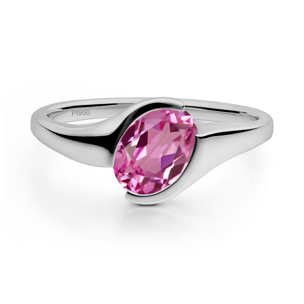 Oval Cut Pink Sapphire Solitaire Bypass Ring - LUO Jewelry #metal_platinum