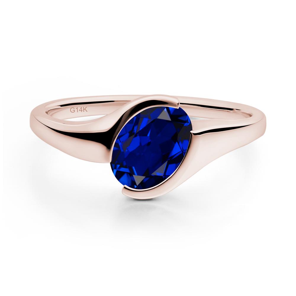 Oval Cut Sapphire Solitaire Bypass Ring - LUO Jewelry #metal_14k rose gold