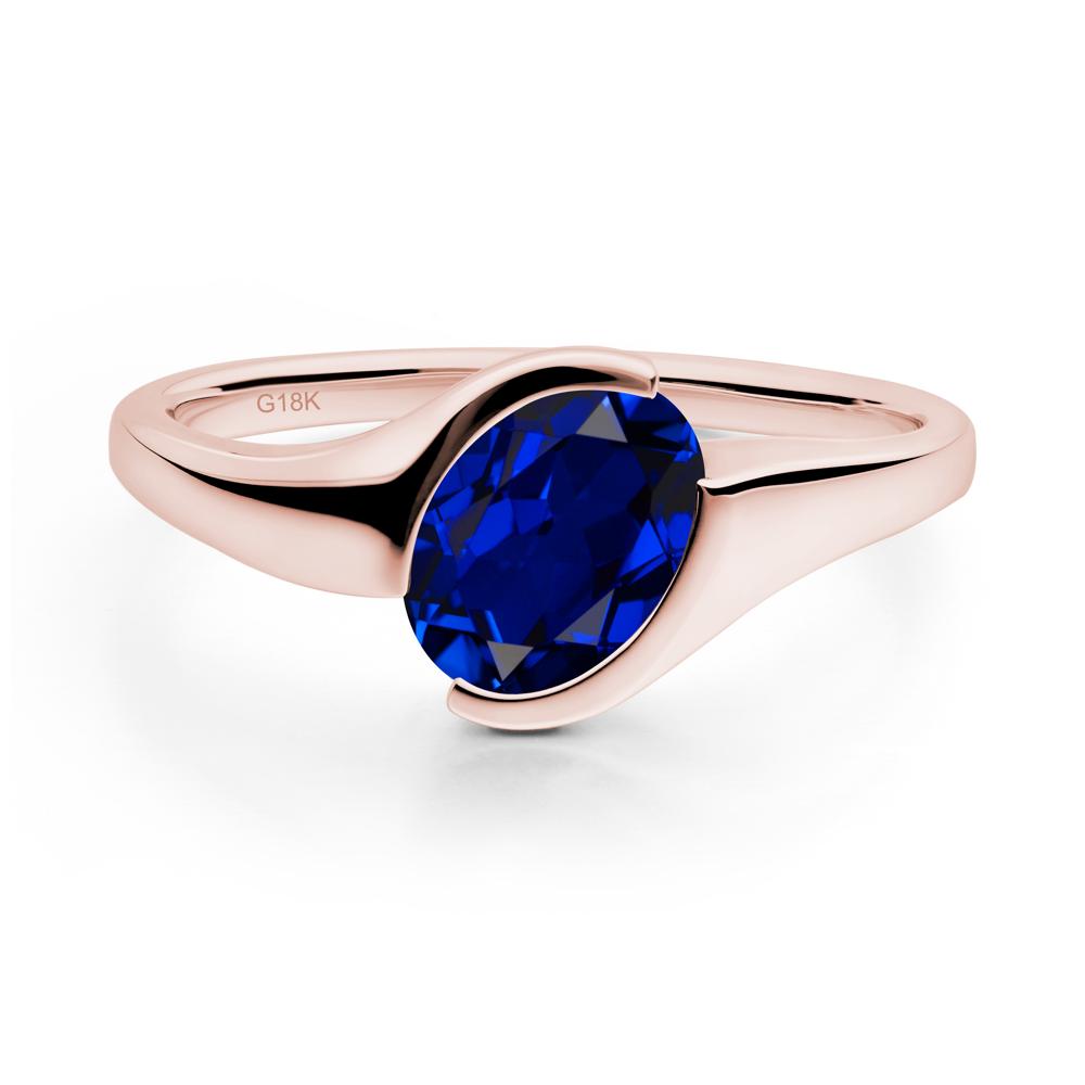 Oval Cut Sapphire Solitaire Bypass Ring - LUO Jewelry #metal_18k rose gold