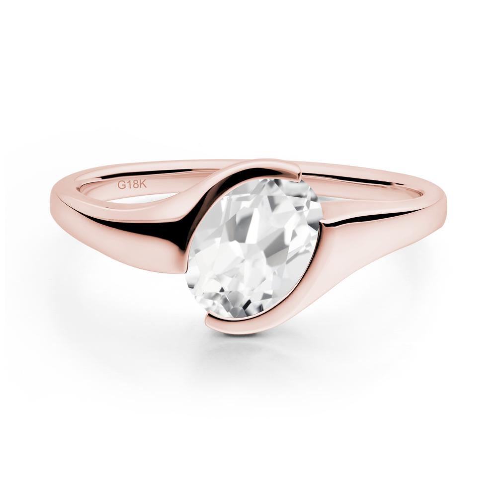 Oval Cut White Topaz Solitaire Bypass Ring - LUO Jewelry #metal_18k rose gold