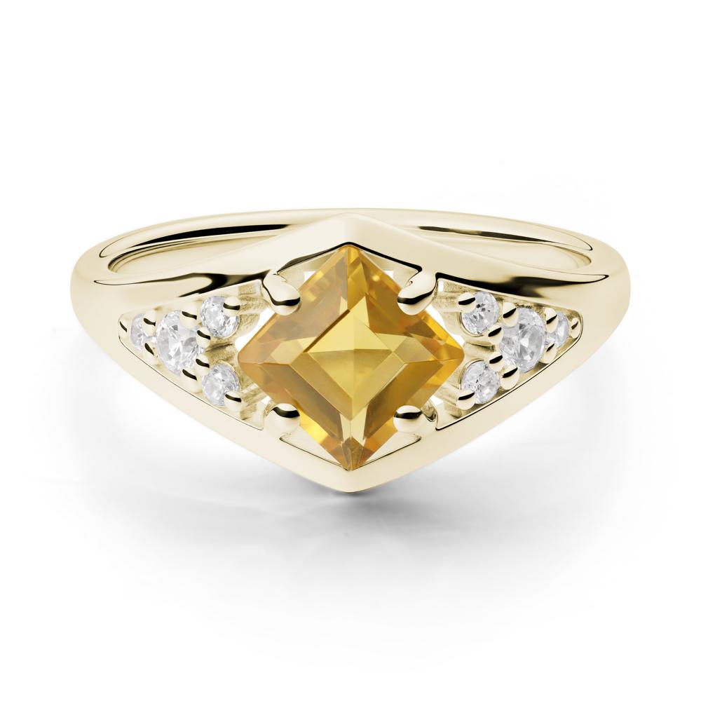 Geometric Princess Cut Citrine Ring - LUO Jewelry #metal_14k yellow gold