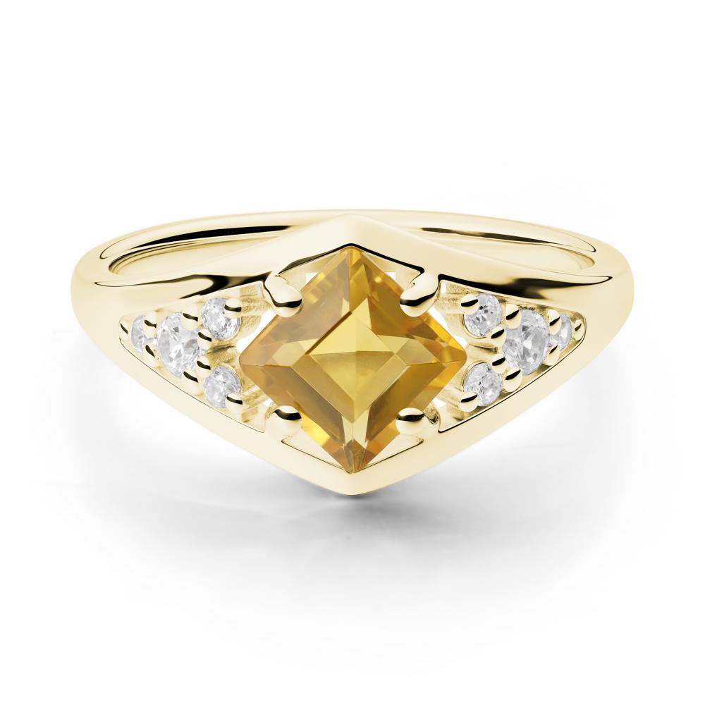 Geometric Princess Cut Citrine Ring - LUO Jewelry #metal_18k yellow gold