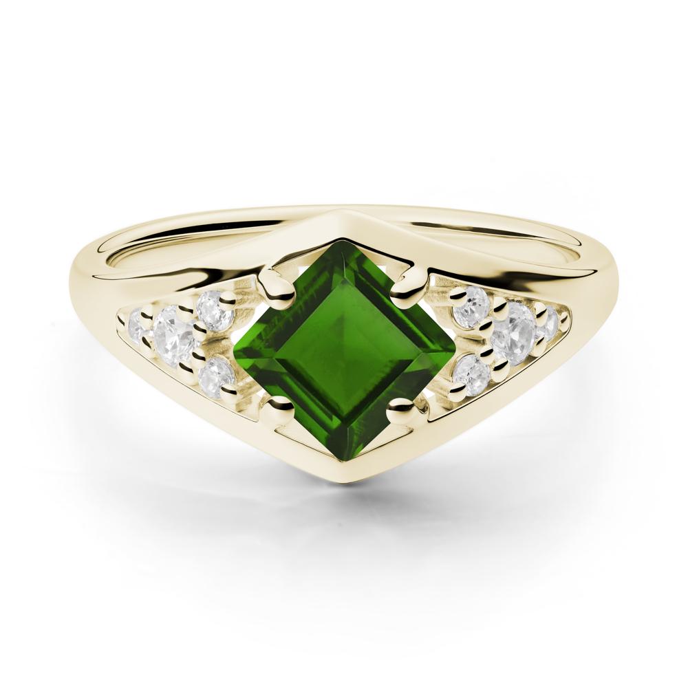 Geometric Princess Cut Diopside Ring - LUO Jewelry #metal_14k yellow gold