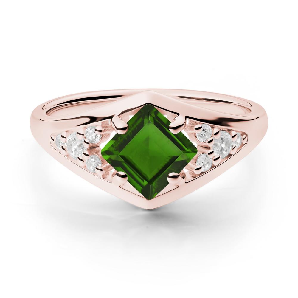 Geometric Princess Cut Diopside Ring - LUO Jewelry #metal_18k rose gold