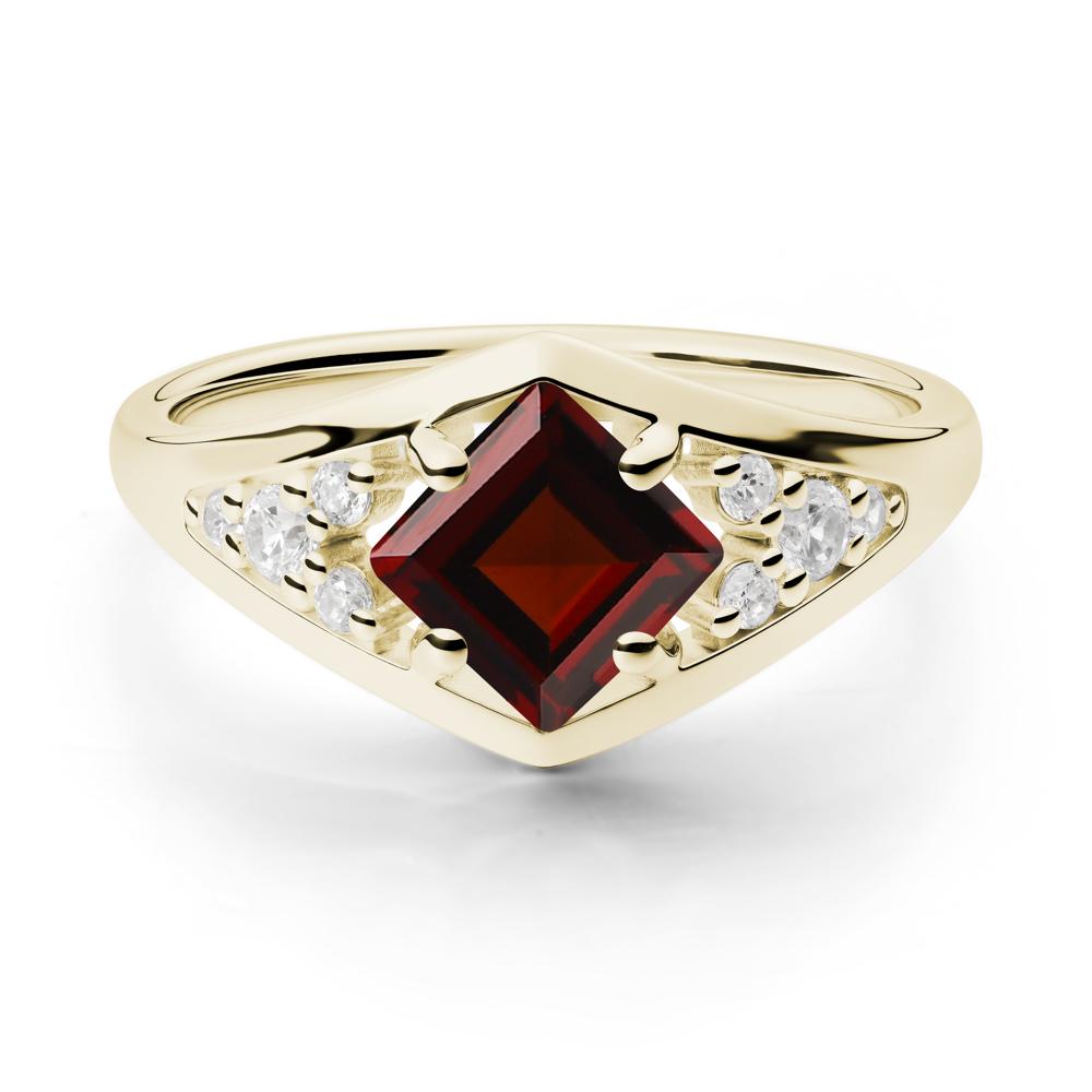 Princess Cut Garnet Cluster Ring - LUO Jewelry #metal_14k yellow gold