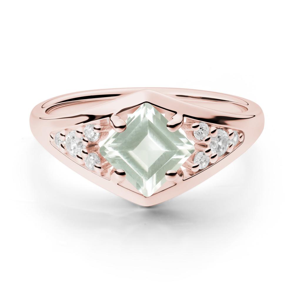 Geometric Princess Cut Green Amethyst Ring - LUO Jewelry #metal_18k rose gold