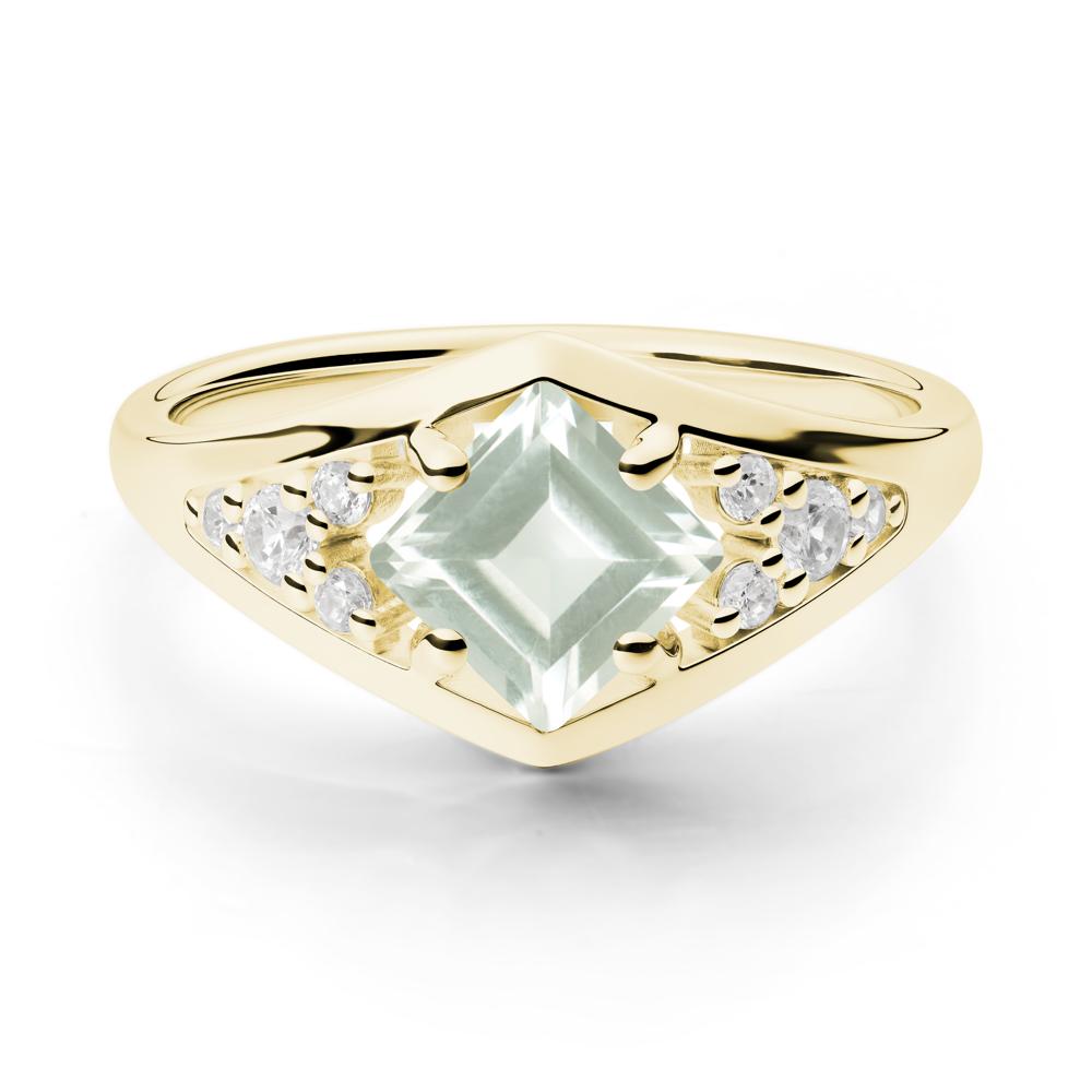 Geometric Princess Cut Green Amethyst Ring - LUO Jewelry #metal_18k yellow gold