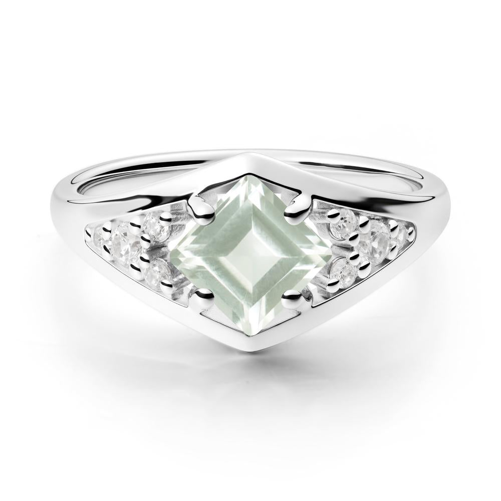 Geometric Princess Cut Green Amethyst Ring - LUO Jewelry #metal_sterling silver