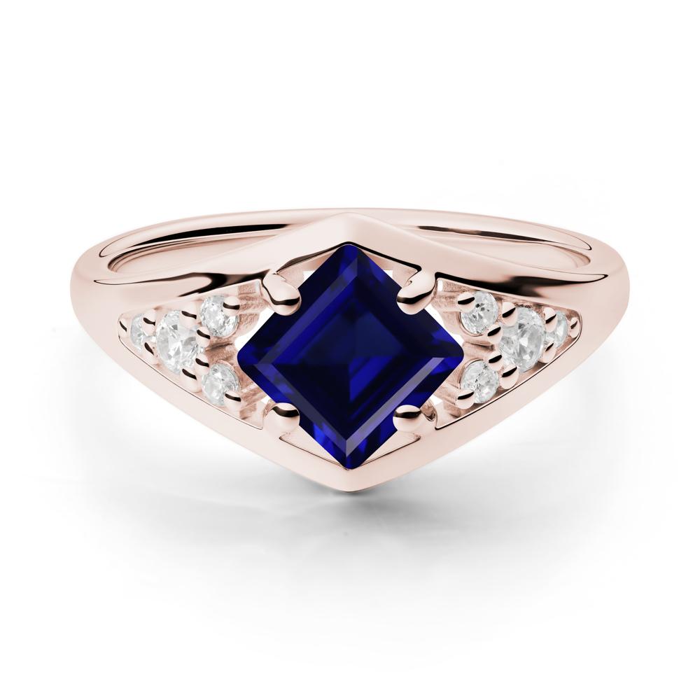Princess Cut Sapphire Cluster Ring - LUO Jewelry #metal_14k rose gold