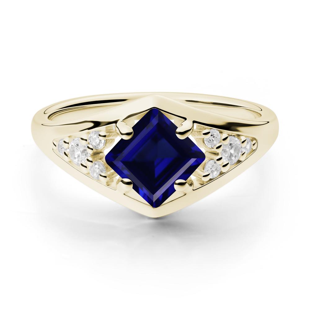 Princess Cut Sapphire Cluster Ring - LUO Jewelry #metal_14k yellow gold
