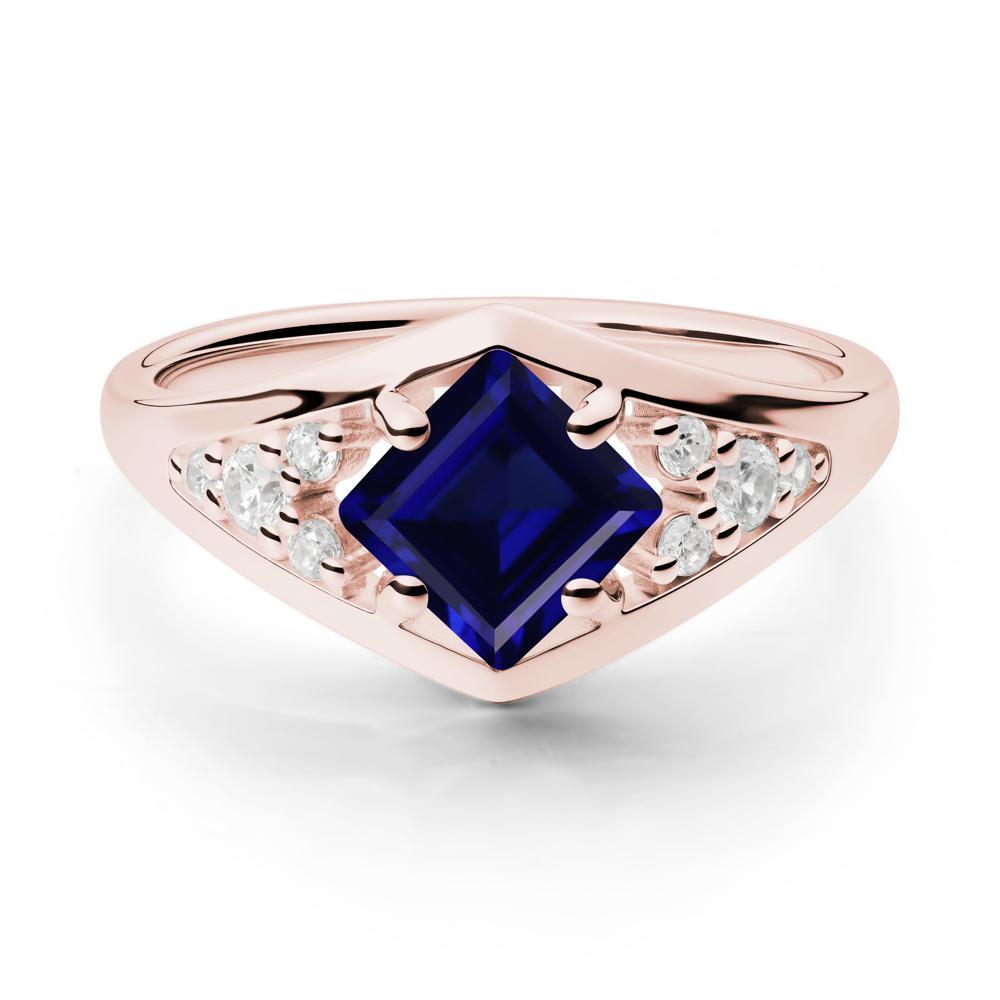Princess Cut Sapphire Cluster Ring - LUO Jewelry #metal_18k rose gold