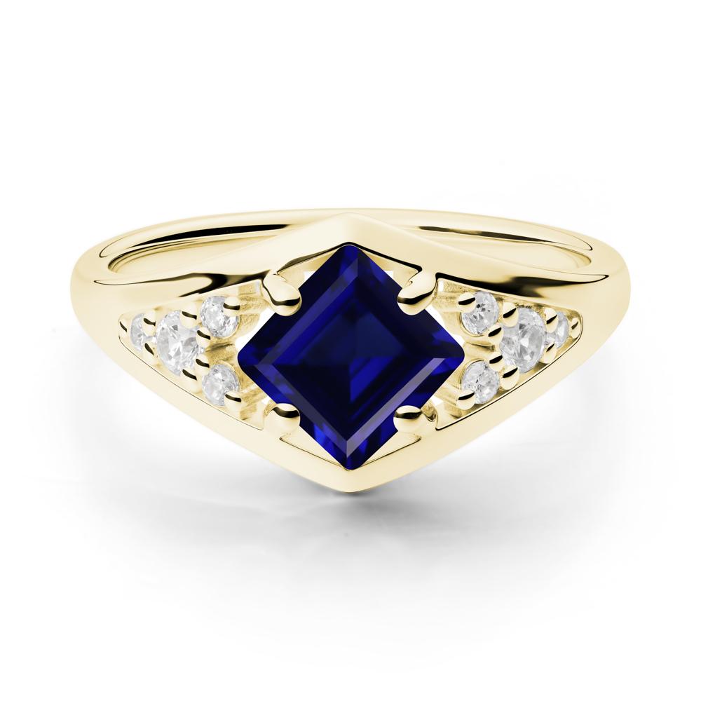 Princess Cut Sapphire Cluster Ring - LUO Jewelry #metal_18k yellow gold