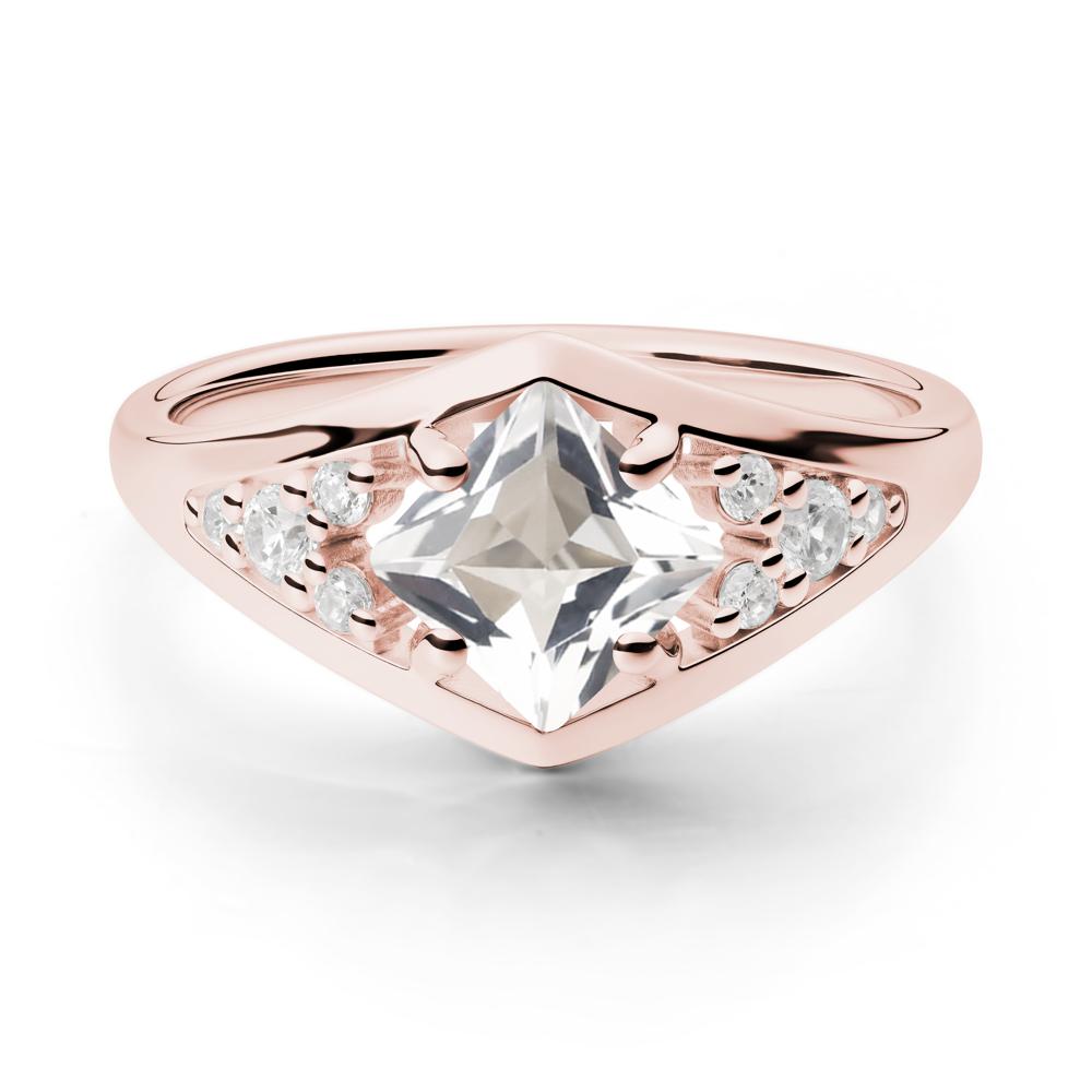 Princess Cut White Topaz Cluster Ring - LUO Jewelry #metal_18k rose gold