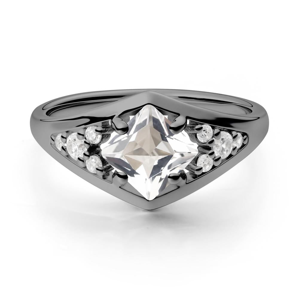 Princess Cut White Topaz Cluster Ring - LUO Jewelry #metal_black finish sterling silver